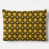 Harvest Gold Black Buffalo Heart Plaid Zubehörtasche (Rückseite)