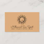 Harvest Gold Celestial Sun Face QR-Code Visitenkarte (Vorderseite)