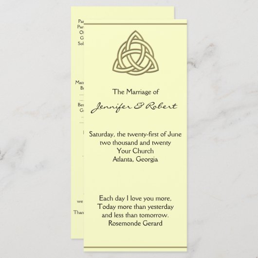 Harvest Gold Celtic Knot Wedding Program Programm (Vorne/Hinten)