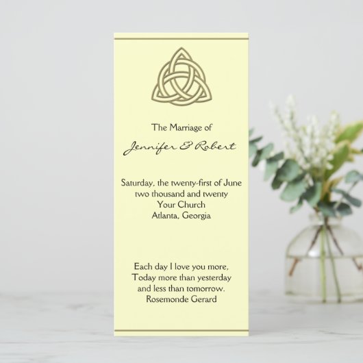 Harvest Gold Celtic Knot Wedding Program Programm (Stehend Vorderseite)