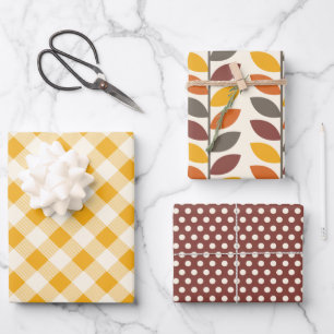 Harvest Gold Gingham Geschenkpapier Set