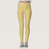 Harvest Gold Gingham Heart Patch Plaid Leggings (Vorderseite)