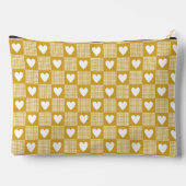 Harvest Gold Gingham Heart Patch Plaid Zubehörtasche (Rückseite)