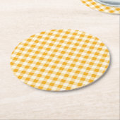 Harvest Gold Gingham Runder Pappuntersetzer (Angewinkelt)