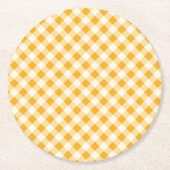 Harvest Gold Gingham Runder Pappuntersetzer (Vorderseite)
