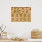 Harvest Gold Peony Pattern Boho Hochzeitssitze Poster (Küche)