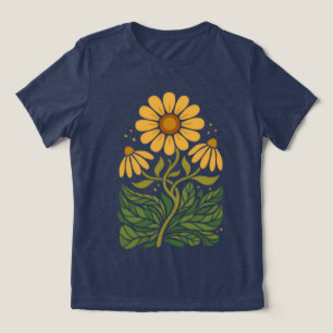 Harvest Gold Retro Botanical Tri‑Blend Damen T‑Shi Tri-Blend Shirt