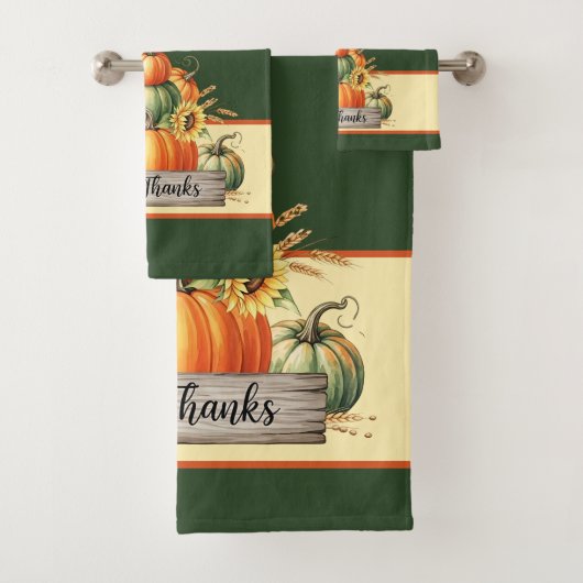 Harvest Grace – Autumn Pumpkins and Sunflowers Badhandtuch Set (Insitu)