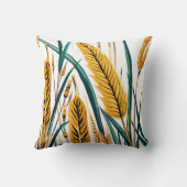 Harvest Harmony: Ein Weizenmuster auf einer weißen Kissen (Rückseite)