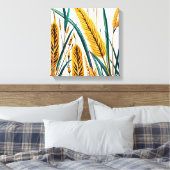 Harvest Harmony: Ein Weizenmuster auf einer weißen Leinwanddruck (Insitu (Schlafzimmer))