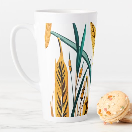 Harvest Harmony: Ein Weizenmuster auf einer weißen Milchtasse (Beispiel)