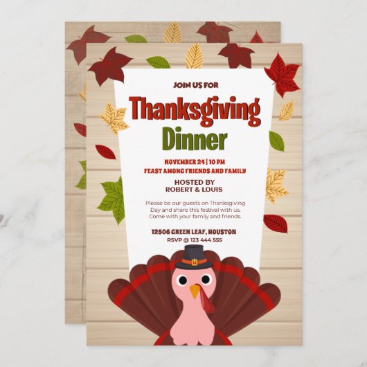 Harvest Haven Türkei's Tale von Rot und Rosa Bliss Einladung (Vorne/Hinten)