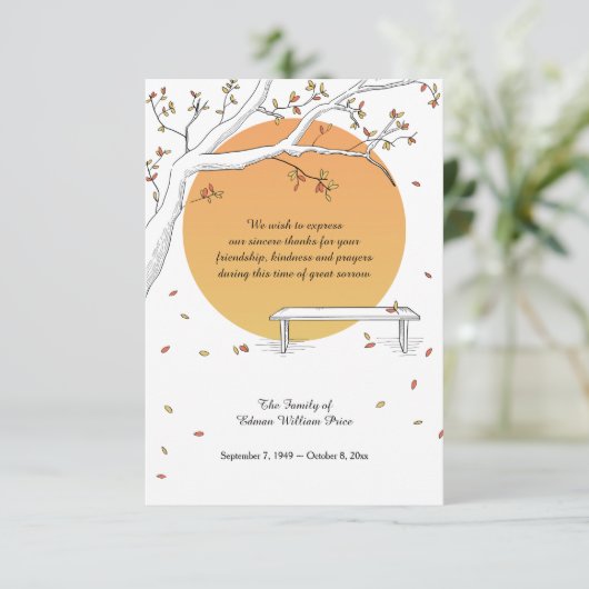 Harvest Moon Bereavement Danke Karte (Stehend Vorderseite)