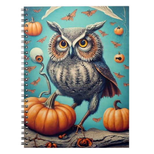 Harvest Moon Magic Owl und Pumpkin Halloween Notizblock (Vorderseite)