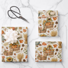 Harvest Orange Pumpkins Garden Thanksgiving Geschenkpapier Set
