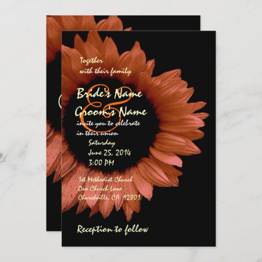 Harvest Orangenblume Hochzeit Ver 007 Einladung (Vorne/Hinten)