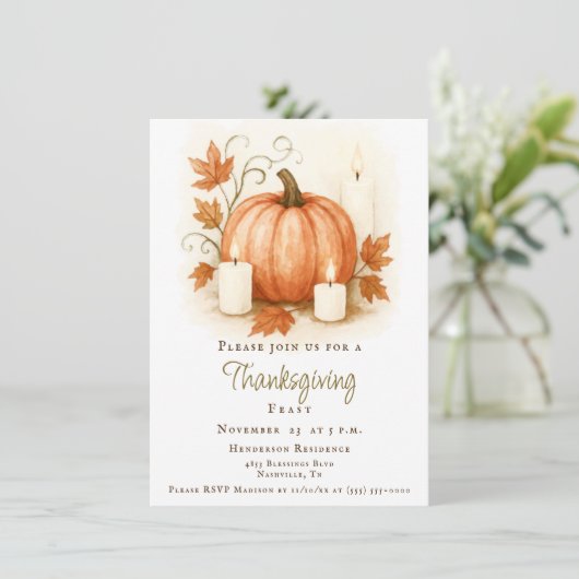 Harvest Pumpkin Erntedank Dinner | Weiß Einladung (Stehend Vorderseite)