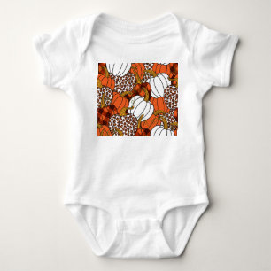 Harvest Pumpkin Patchwork Vintages Muster Baby Strampler