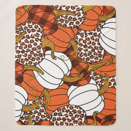 Harvest Pumpkin Patchwork Vintages Muster Sherpadecke (Vorderseite)
