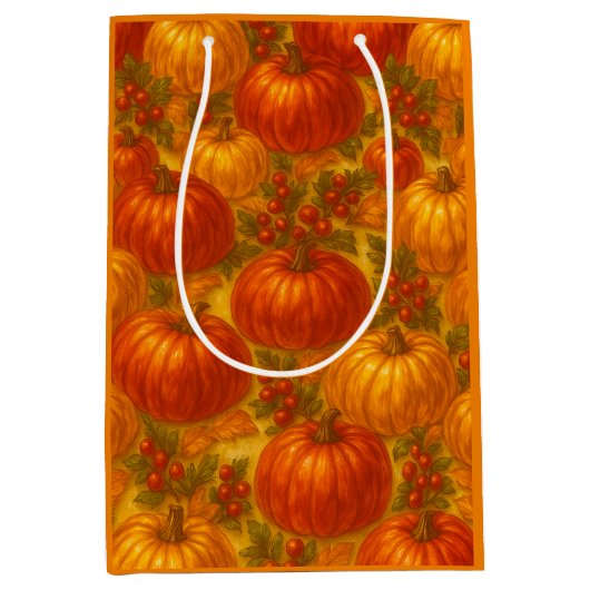Harvest Pumpkin Pattern - Herbst Erntedank Mittlere Geschenktüte (Vorderseite)