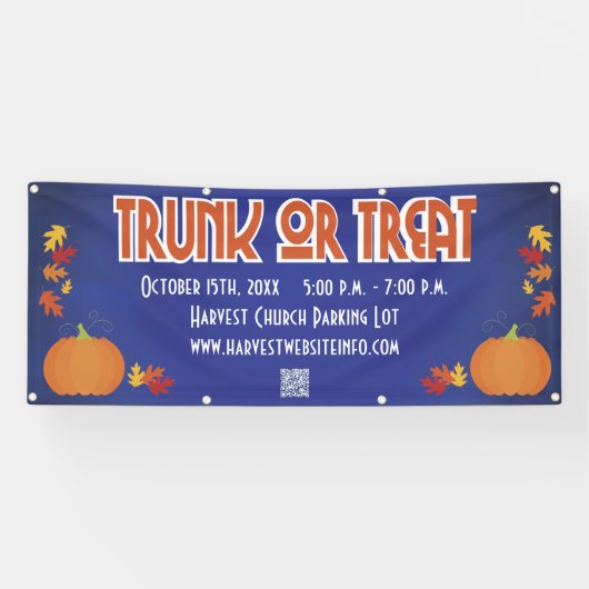 Harvest Pumpkin QR Code Trunk oder Leckerei Banner (Horizontal)