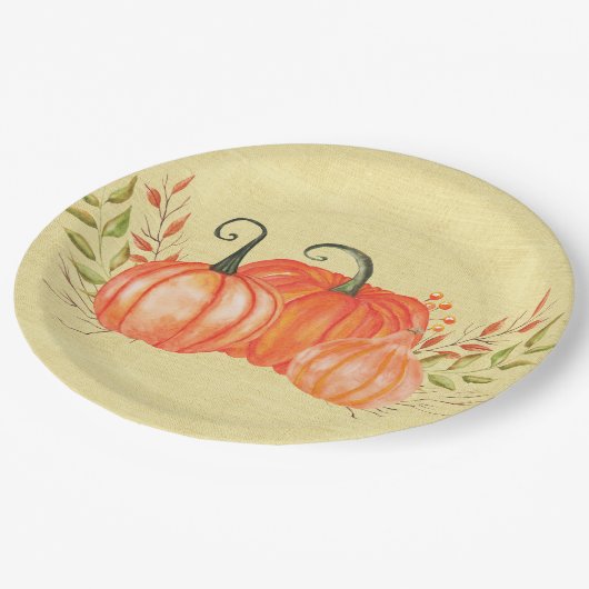 Harvest Pumpkin Trio Pappteller (Schrägansicht)