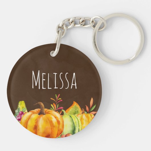 Harvest Pumpkins, Blätter und Folien Schlüsselanhänger (Rückseite)