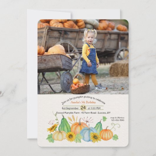 Harvest Pumpkins Foto Einladung (Vorderseite)