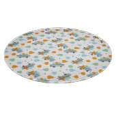 Harvest Pumpkins Pattern Wagon Blue Orange Schneidebrett (Ecke)