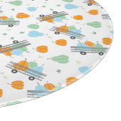 Harvest Pumpkins Pattern Wagon Blue Orange Schneidebrett (Ecke)