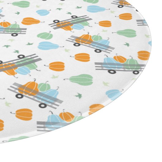 Harvest Pumpkins Pattern Wagon Blue Orange Schneidebrett (Ecke)