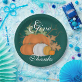 Harvest Pumpkins und Eichen Blätter geben Dank Cus Pappteller (Party)