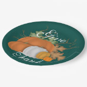 Harvest Pumpkins und Eichen Blätter geben Dank Cus Pappteller (Schrägansicht)