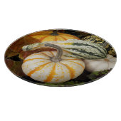 Harvest Pumpkins und Squash Still Life Foto Schneidebrett (Ecke)
