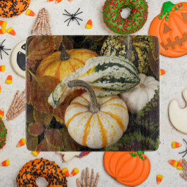 Harvest Pumpkins und Squash Still Life Foto Schneidebrett