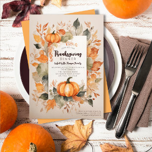 Harvest Pumpkins Wasserfarbe Blätter Erntedank Einladung