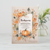 Harvest Pumpkins Wasserfarbe Blätter Erntedank Einladung (Stehend Vorderseite)