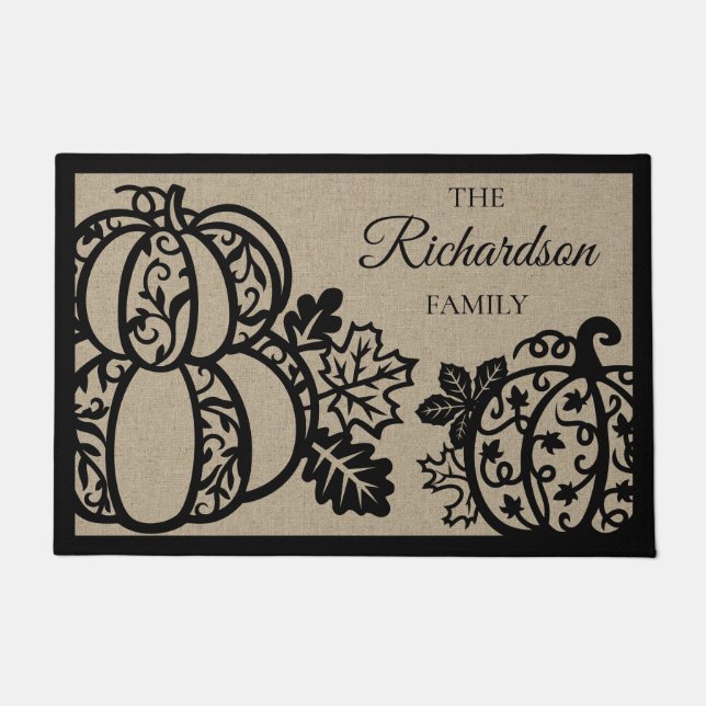 Harvest Scroll Pumpkin Willkommen Fußmatte (Vorderseite)