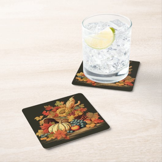 Harvest Segen Korb: Schönes Fest Rechteckiger Pappuntersetzer (Vor Ort)