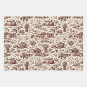 Harvest Sepia Brown Toile Geschenkpapier Set (Vorderseite 3)