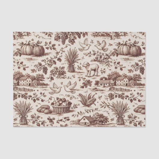 Harvest Sepia Brown Toile Seidenpapier (Vorderseite)