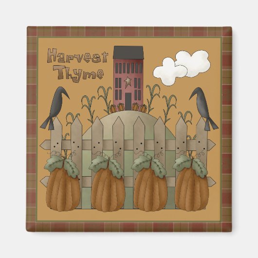 "Harvest Thyme" Autumn Square Magnet (Vorne)