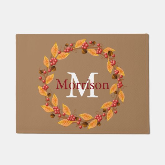Harvest Wreath Custom Monogram Door Mat Fußmatte (Vorderseite)