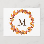 Harvest Wreath Monogram Custom Postcard Postkarte (Vorderseite)