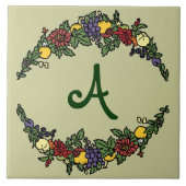 Harvest Wreath Monogram Tile Fliese (Vorderseite)