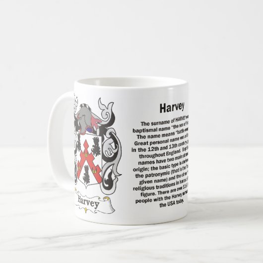 Harvey Familien-Wappen Tasse (Vorderseite Links)