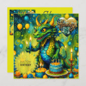 HARVEY ~ Geburtstagskarte ~ Dinosaurier ~ Green (Vorne/Hinten)