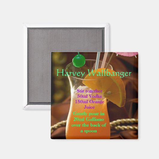 Harvey Wallbanger Cocktail Magnet (Vorderseite/Rückseite)