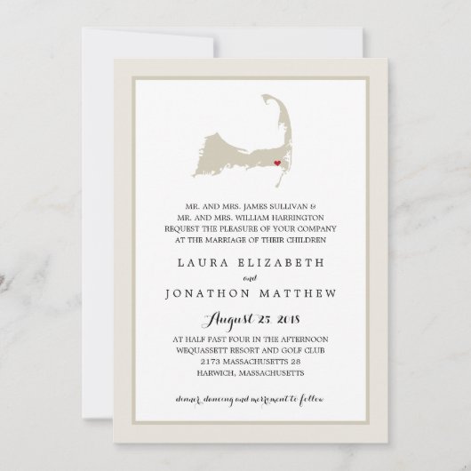 Harwich Cape Cod Map | Hochzeit Einladung (Vorderseite)