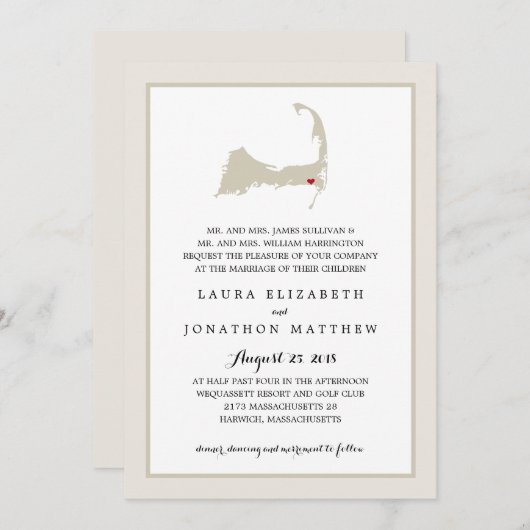 Harwich Cape Cod Map | Hochzeit Einladung (Vorne/Hinten)